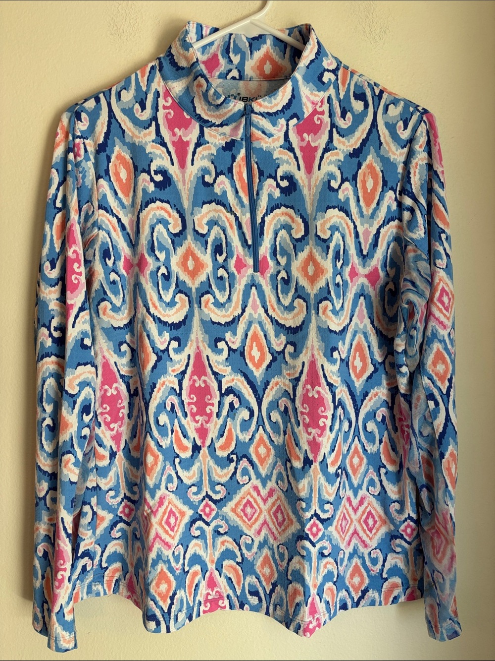 Ibkul women’s Printed performance active golf Long-Sleeve quarter zip LG read